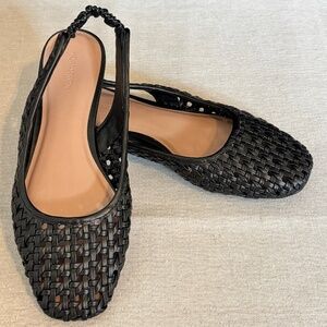 Nordstrom Arabella Woven Slingback Flat in Black - In Box
